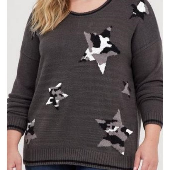NWT Torrid 2 Stars Grey Crew Neck Sweater 2X 18 20 - Picture 3 of 9